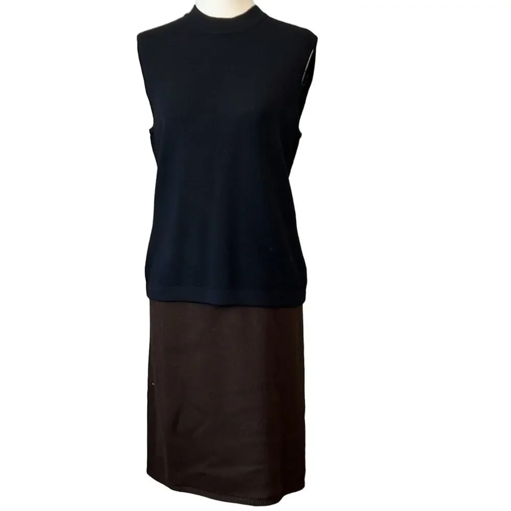 Vintage St John Santana knit 4 piece brown suede jacket skirt outfit size small